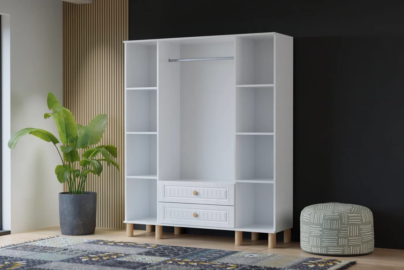 Bohem 4-Door Wardrobe - White TN0432