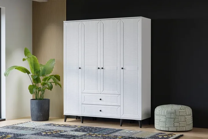 Naz 4-Door Wardrobe - White TN0429