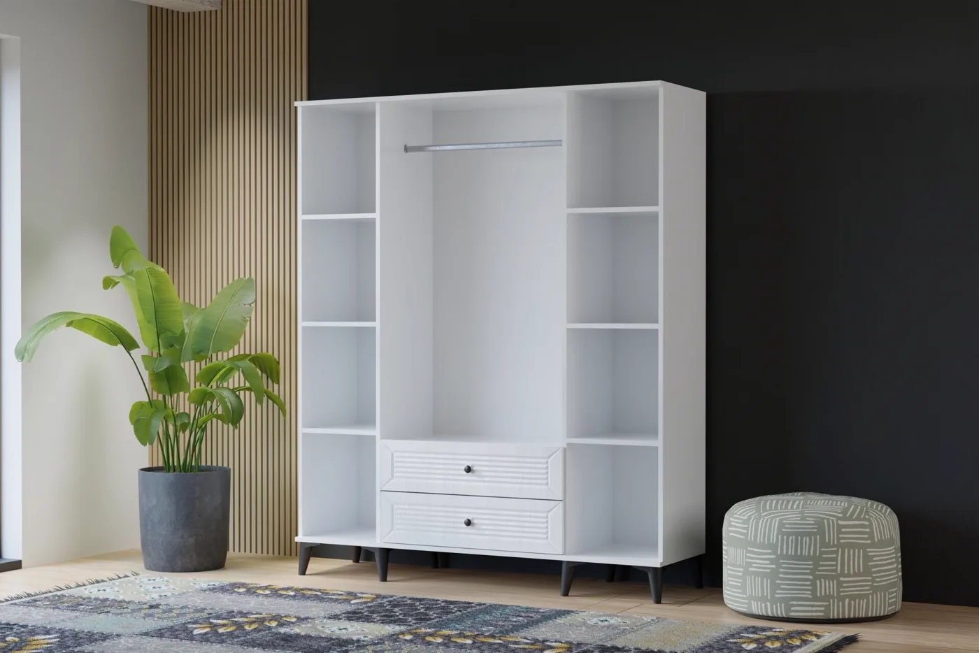 Naz 4-Door Wardrobe - White TN0429
