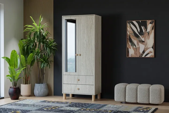 Vera 2-Door Wardrobe - Travertine TN0409