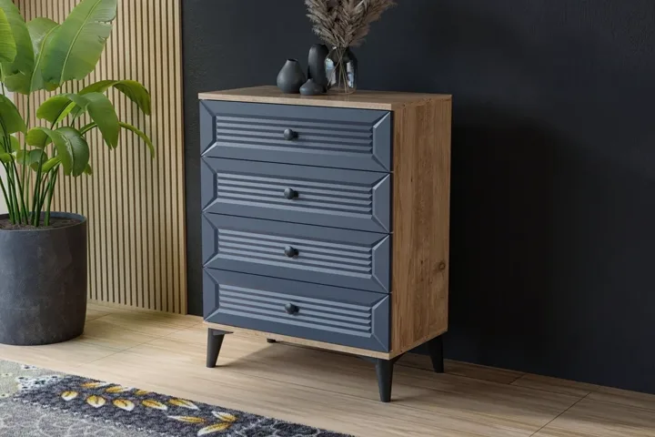 Vera Naz Chest of Drawers - Atlantic Pine / Anthracite TN0375