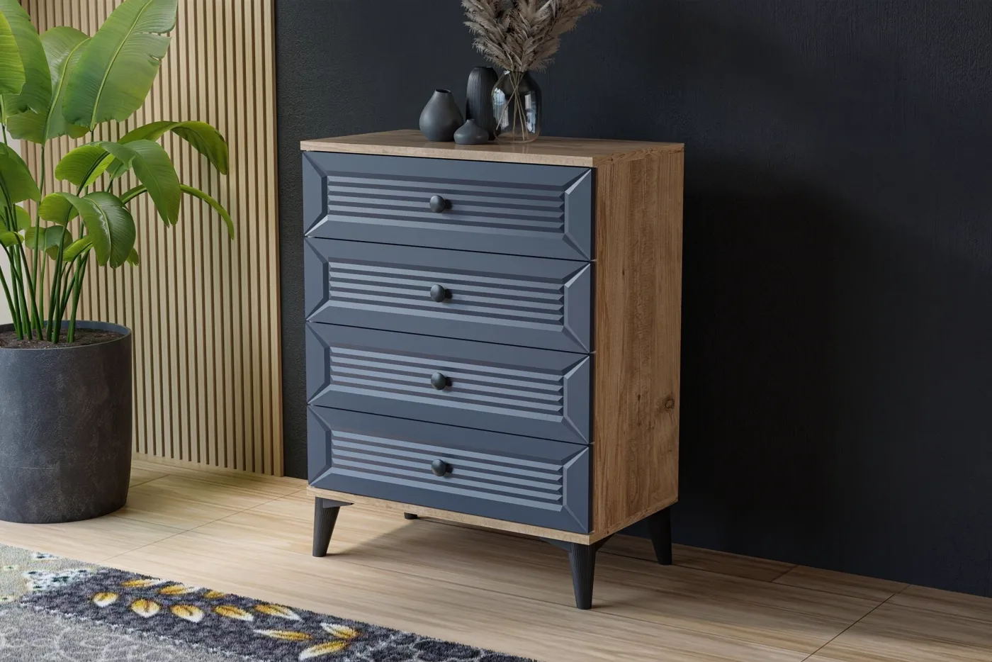 Vera Naz Chest of Drawers - Atlantic Pine / Anthracite TN0375