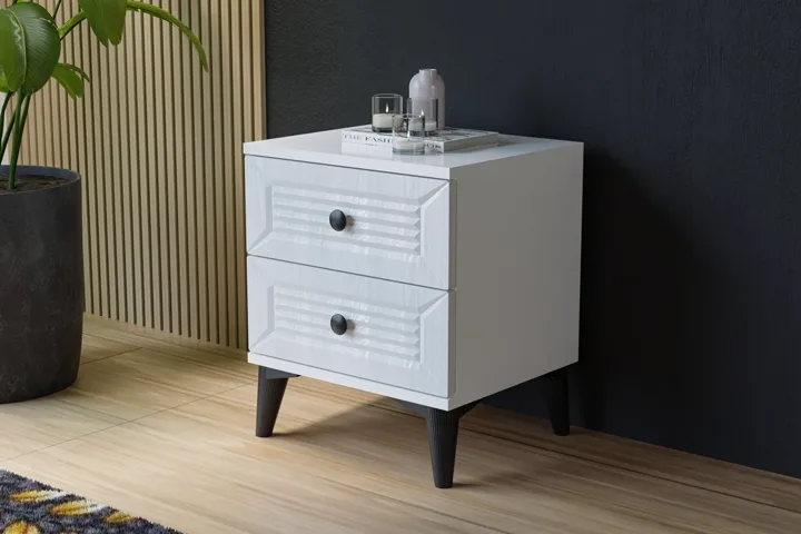 Vera Naz Bedside Table - White TN0368