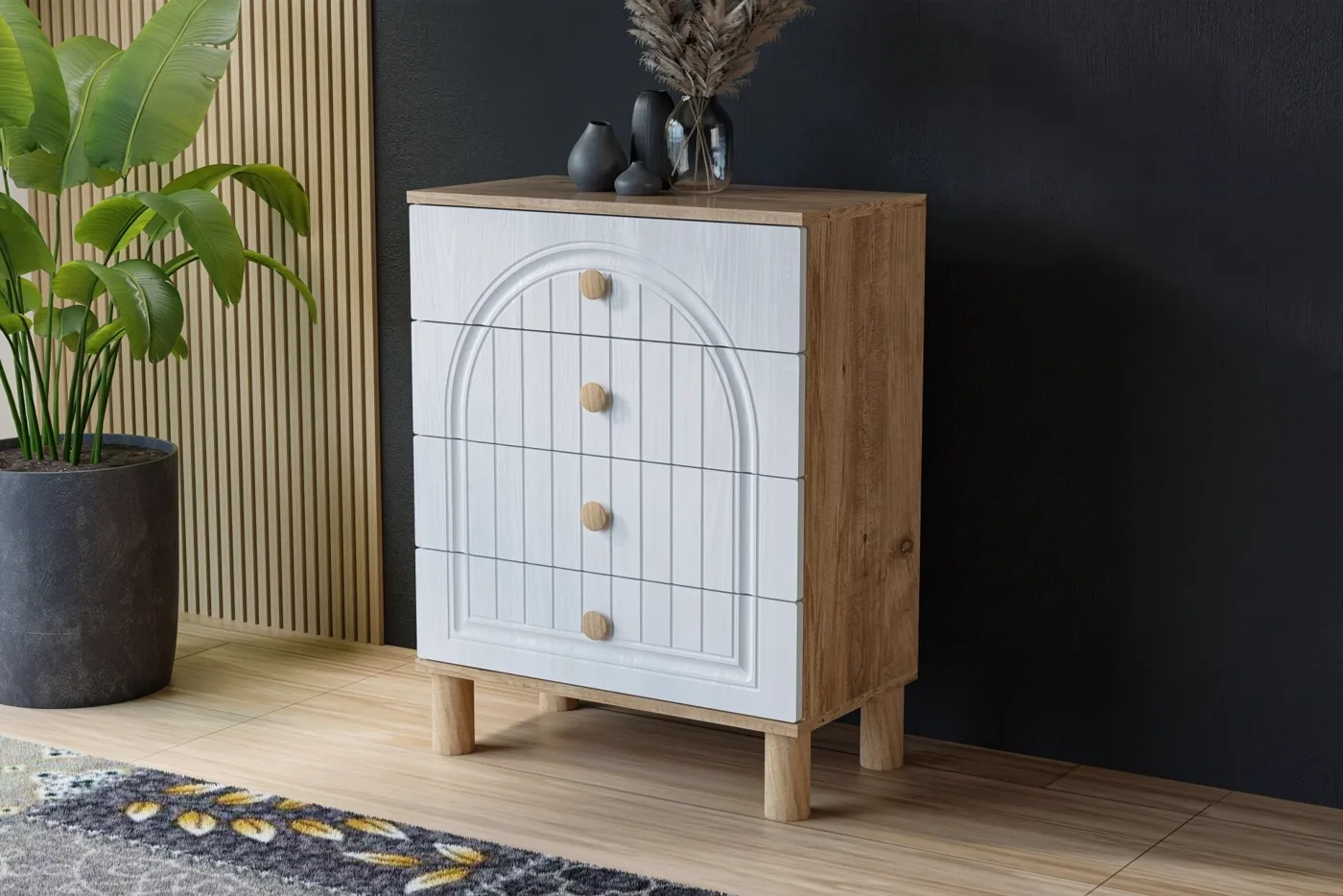 Vera Bohem Chest of Drawers - Atlantic Pine / White TN0359