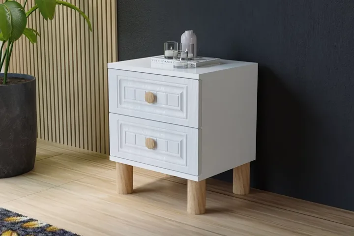 Vera Bohem Bedside Table - White TN0344