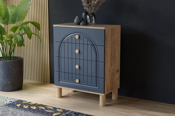 Vera Bohem Tallboy Chest of Drawers - Atlantic Pine / Anthracite TN0351