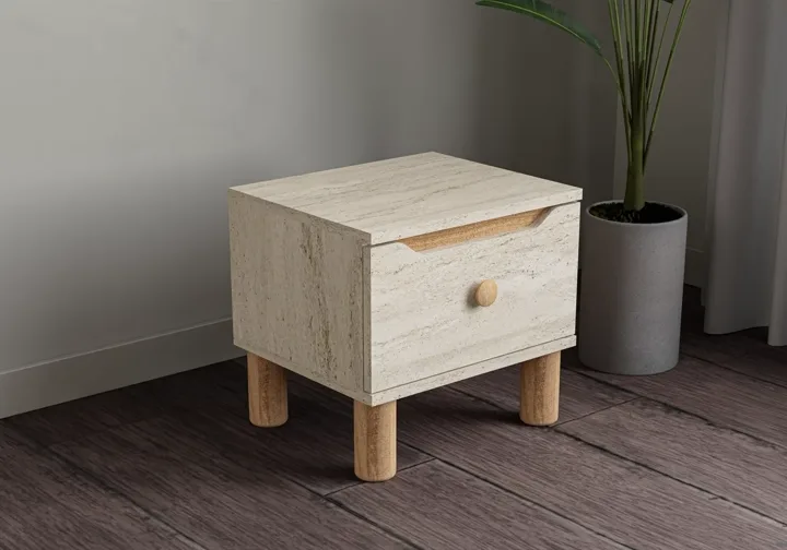 Carina Bedside Cabinet - Travertine TN0320