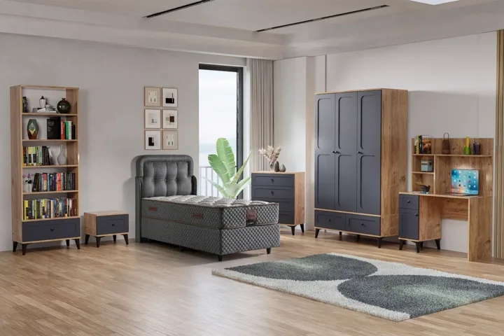 Carina Vintage Teenage Room Set - Atlantic Pine / Anthracite TN0297