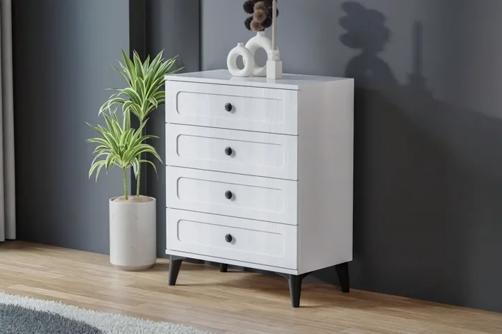 Carina Vintage Chest of Drawers - White TN0295