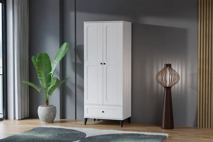 Carina Vintage 2-türiger Kleiderschrank - Weiß TN0292