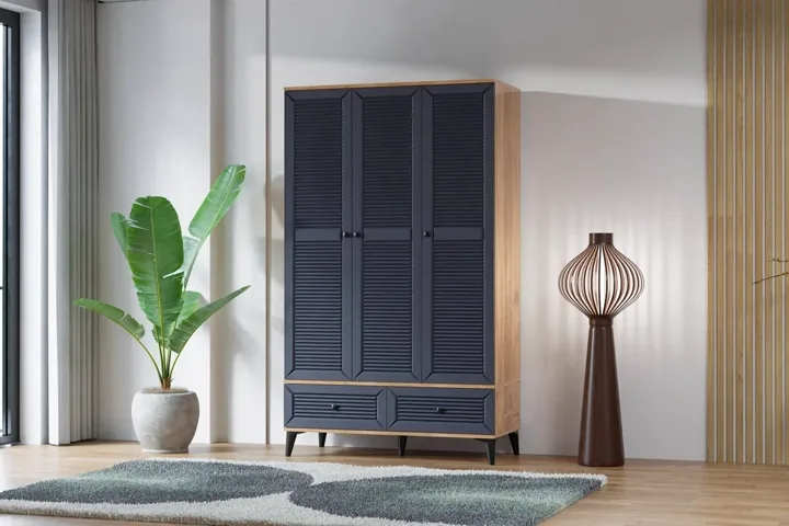 Carina Naz 3-Door Wardrobe - Atlantic Pine / Anthracite TN0275