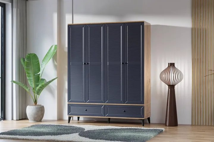 Carina Naz 4-Door Wardrobe - Atlantic Pine / Anthracite TN0274
