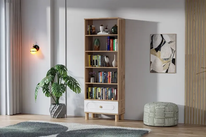 Carina Bohem Bookcase - Atlantic Pine / White TN0261