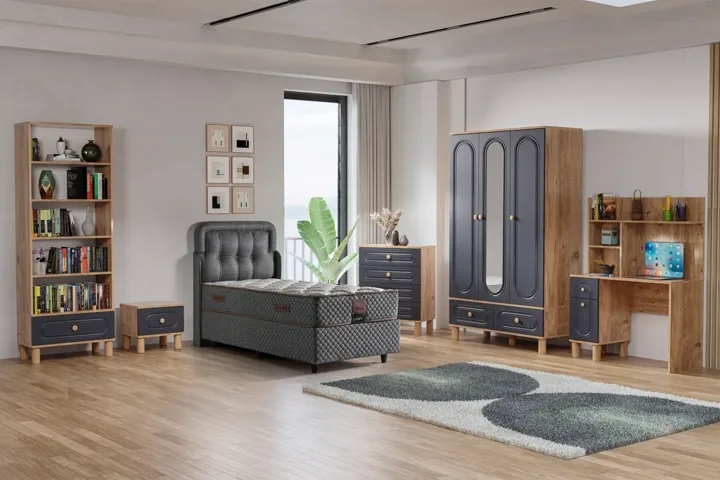 Set cameretta per ragazzi Carina Bohem - pino atlantico / antracite TN0249