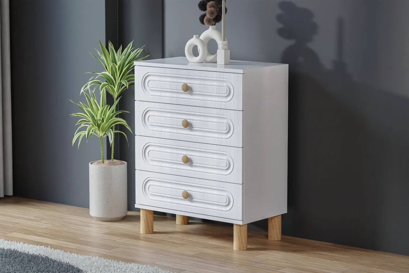 Carina Bohem Chest of Drawers - White TN0247