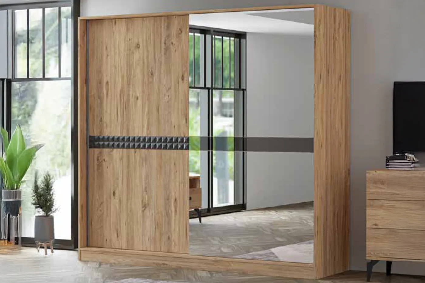 Can Sliding Door Wardrobe - Atlantic Pine TN0445B