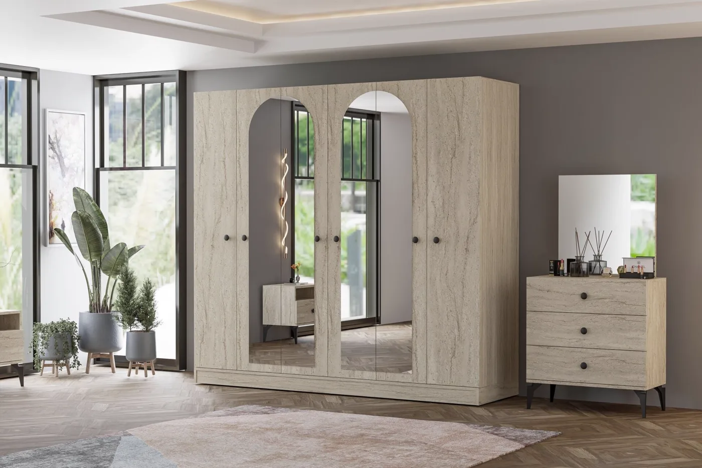 Melisa Bedroom Set - Travertine TN0206