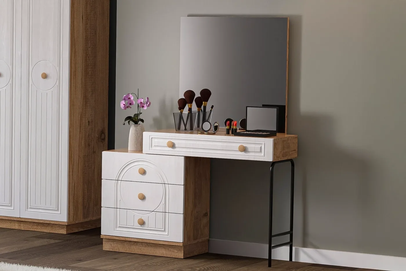 Bohem Bedroom Set 100% MDF - Atlantic Pine / White TN0176