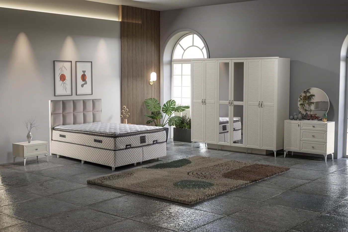 Naz Bedroom Set 100% MDF - Moonstone TN0181
