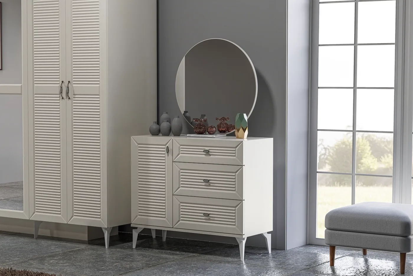 Naz Bedroom Set 100% MDF - Moonstone TN0181