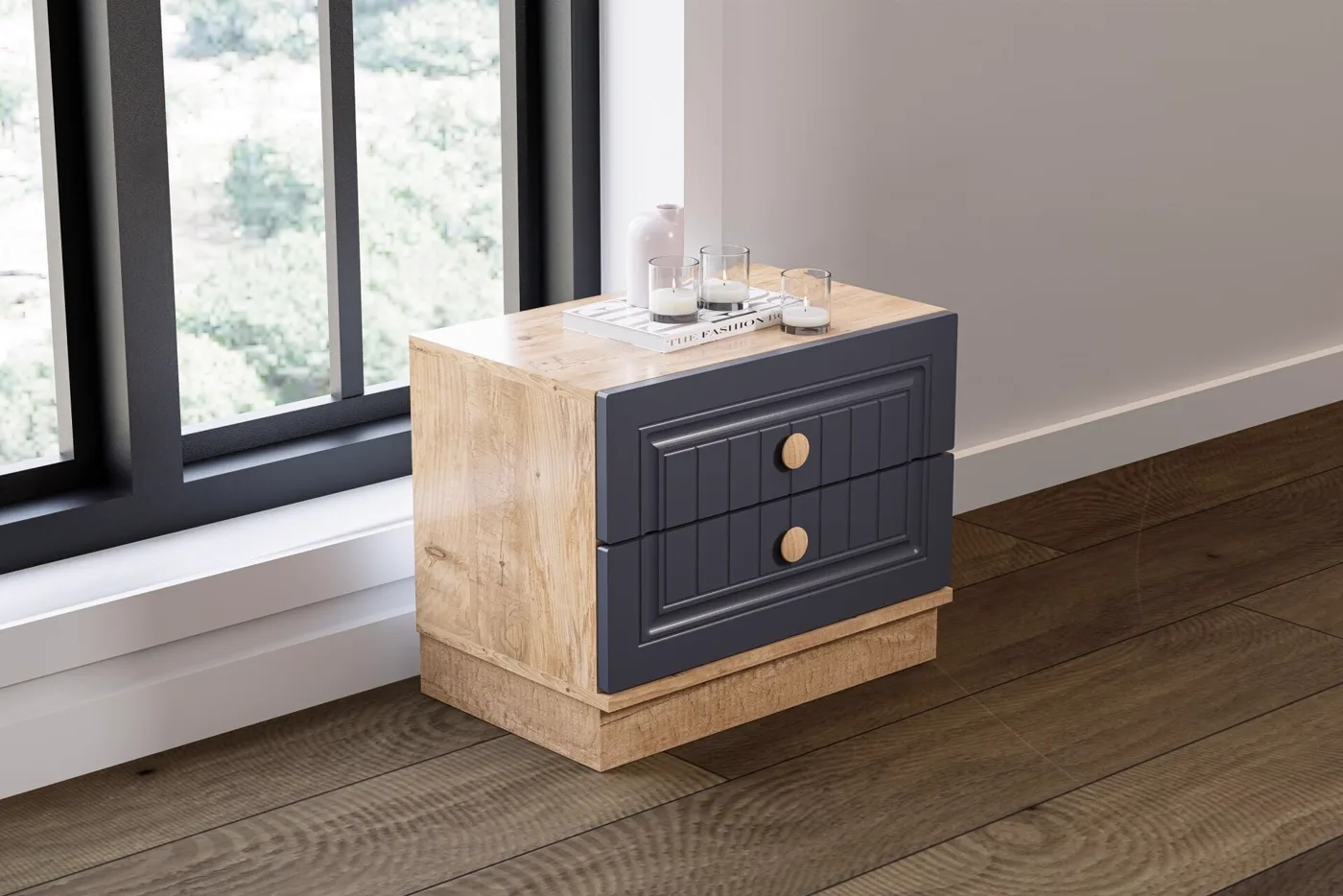 Bohem Bedside Table - Atlantic Pine / Anthracite TN0174