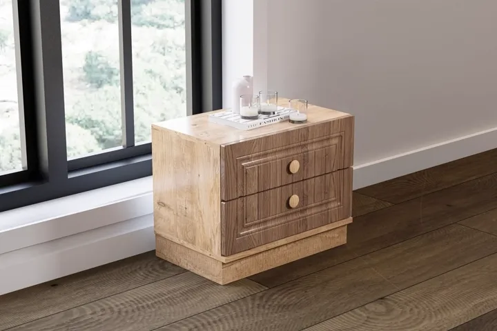 Bohem Bedside Table - Atlantic Pine / Walnut TN0169