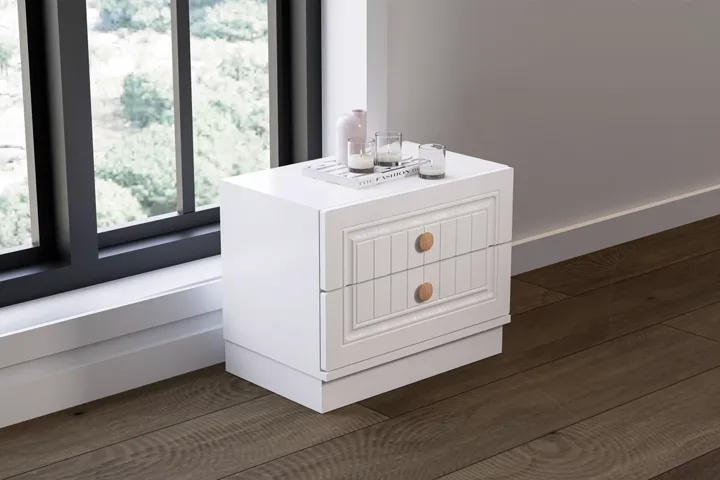 Bohem Bedside Table - White TN0164