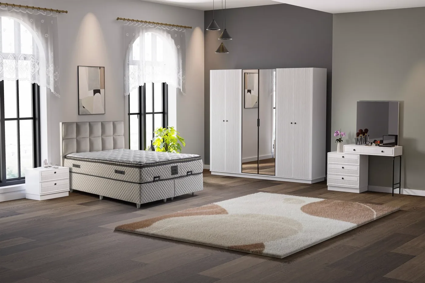 Defne Bedroom Set 100% MDF - White TN0141