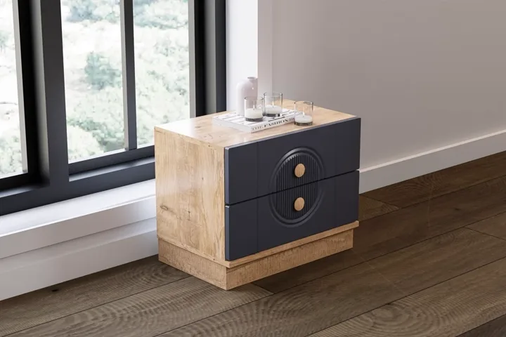 Mira Bedside Table - Atlantic Pine / Anthracite TN0134