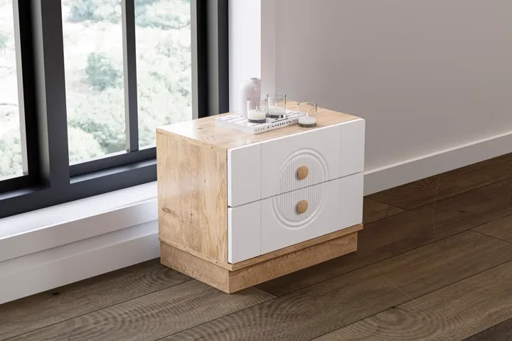 Mira Bedside Table - Atlantic Pine / White TN0139