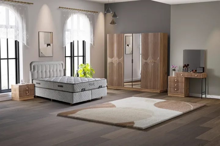 Mira Bedroom Set %100 MDF - Atlantic Pine / Walnut TN0126