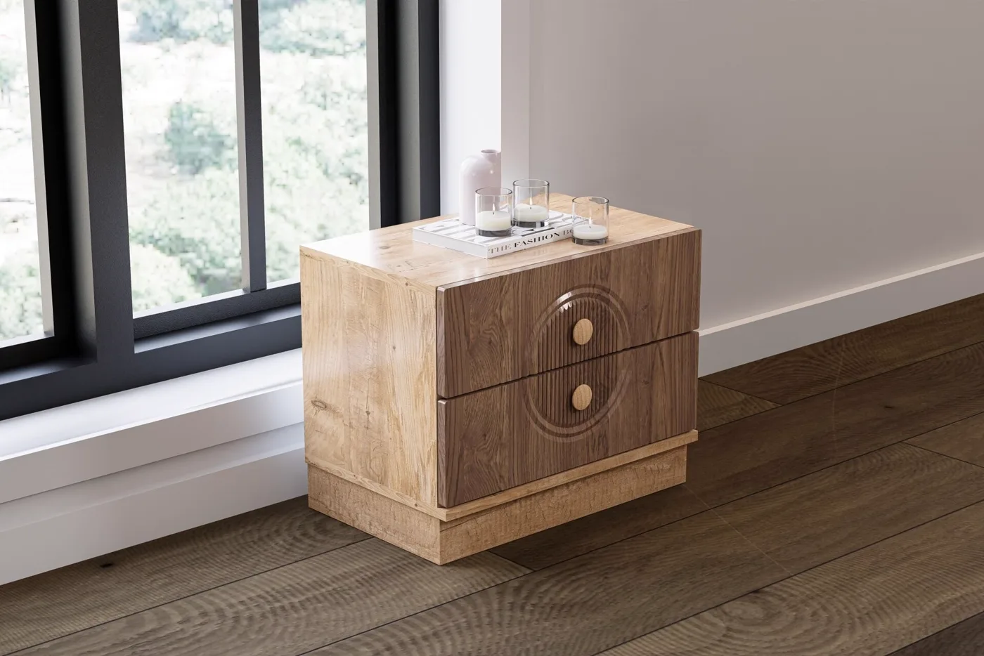 Mira Bedroom Set %100 MDF - Atlantic Pine / Walnut TN0126