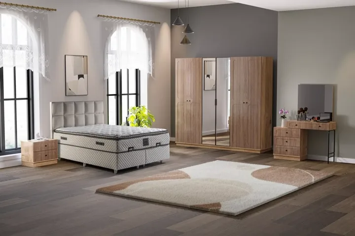 Chambre à coucher Vintage 100% MDF - pin atlantique / noyer TN0106