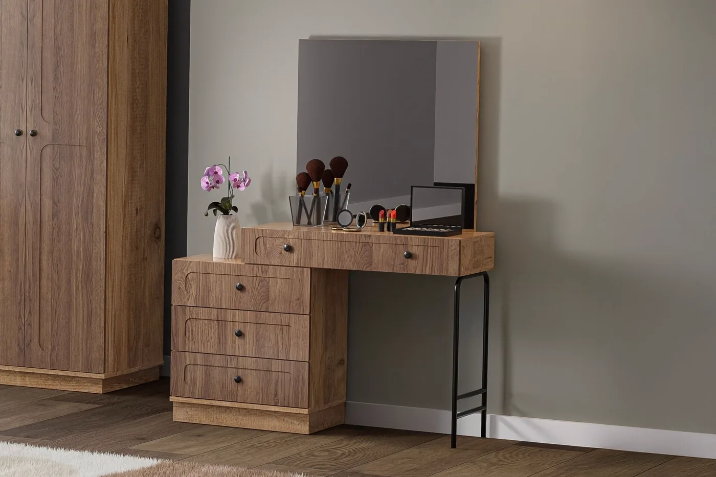Chambre à coucher Vintage 100% MDF - pin atlantique / noyer TN0106
