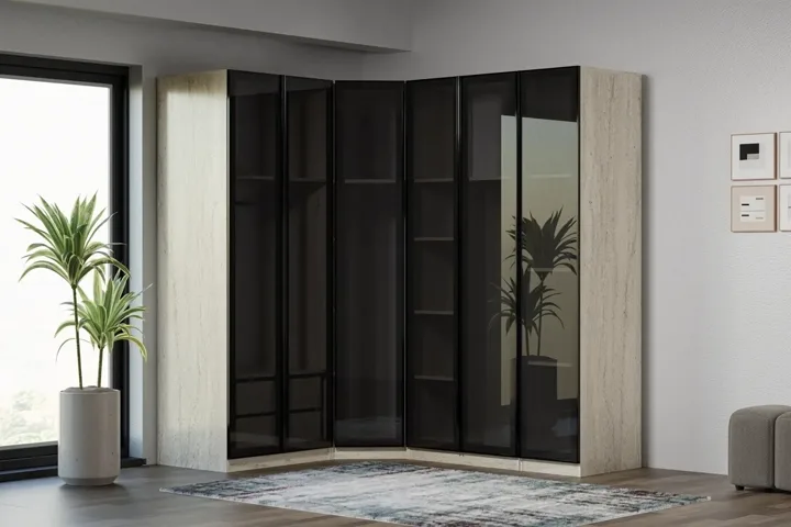Royal Corner Wardrobe Set 100% MDF - Travertine TN0226