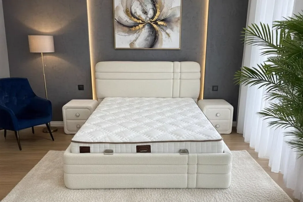Royal White 160 x 200 Double Mattress, Divan Base, Headboard Set PV1422