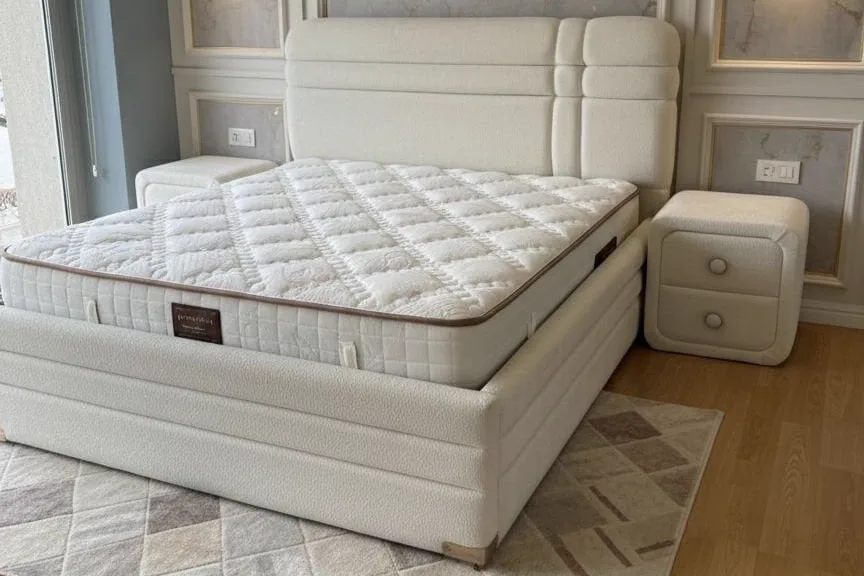 Royal White 180 x 200 Double Mattress, Divan Base, Headboard Set PV1422