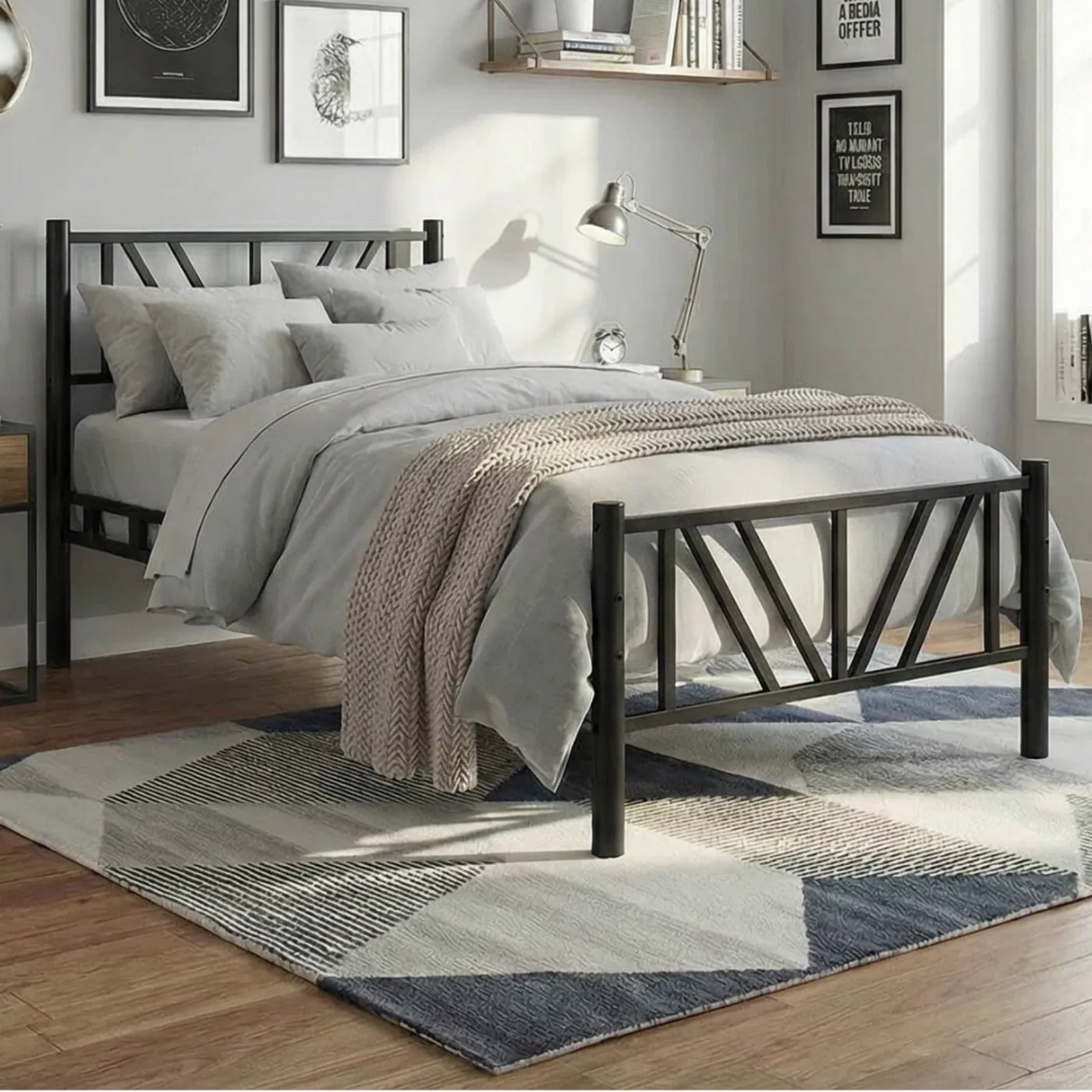 Smyrna Single Metal Bedstead 120x200 Black