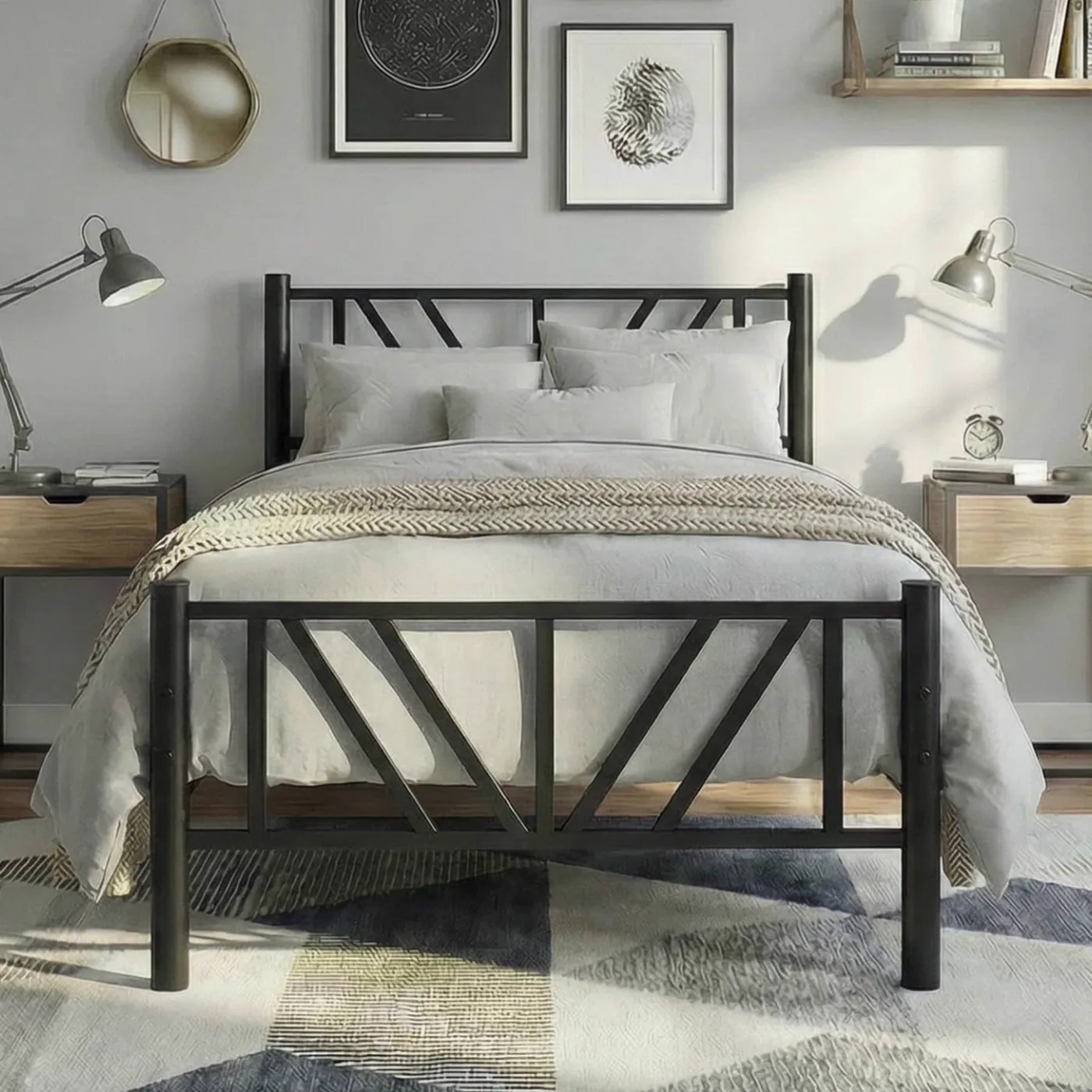 Smyrna Single Metal Bedstead 120x200 Black