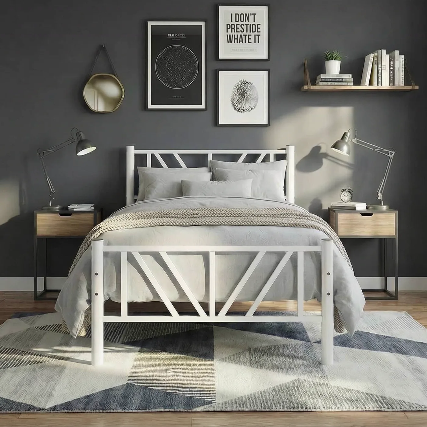 Smyrna Single Metal Bedstead 120x200 White
