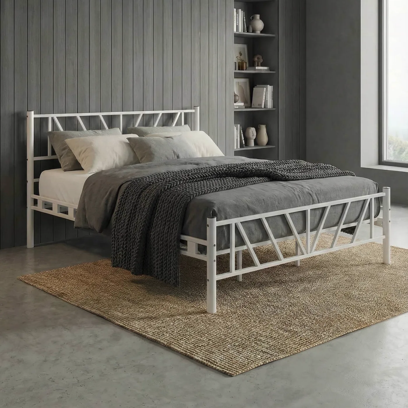 Smyrna Double Metal Bedstead 140x190 White