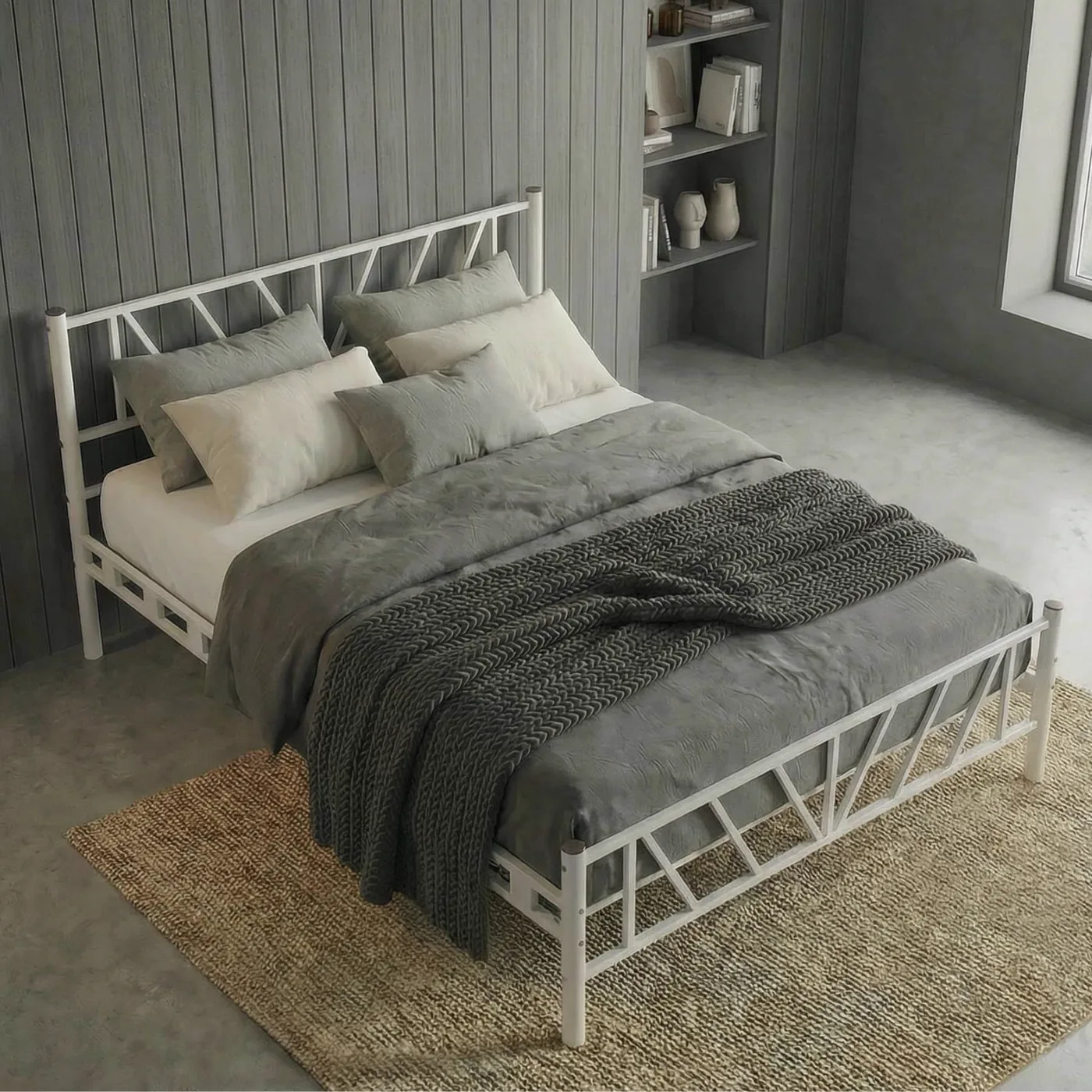 Smyrna Double Metal Bedstead 140x190 White