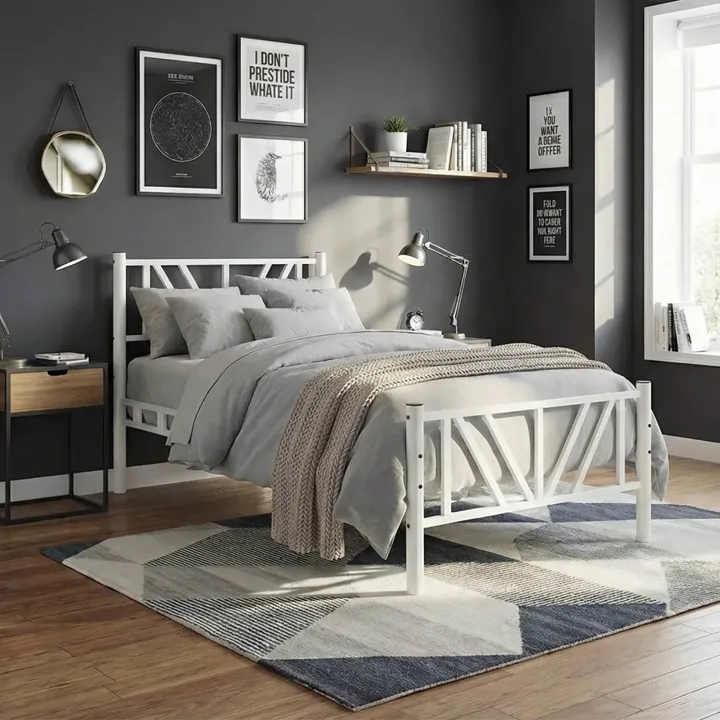 Smyrna Single Metal Bedstead 100x200 White