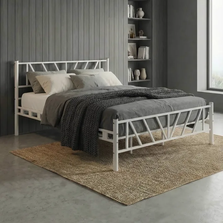 Smyrna Double Metal Bedstead 150x200 White