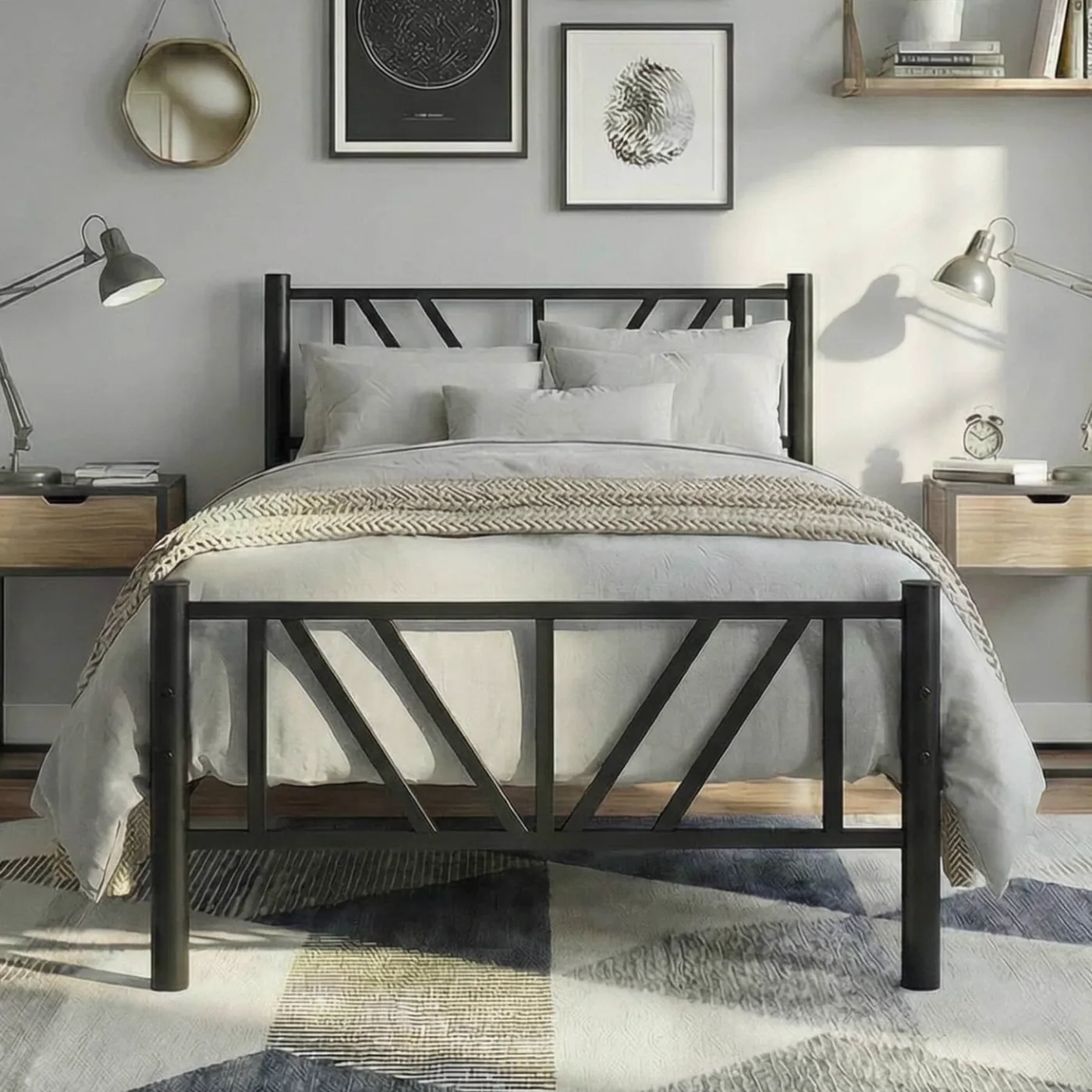 Smyrna Single Metal Bedstead 90x190 Black