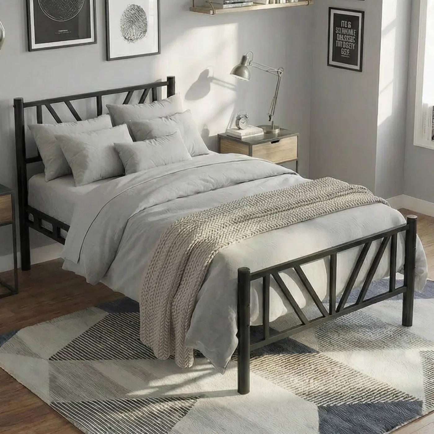 Smyrna Single Metal Bedstead 90x190 Black