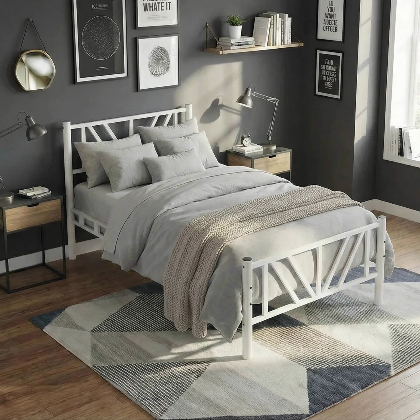 Smyrna Single Metal Bedstead 90x190 White