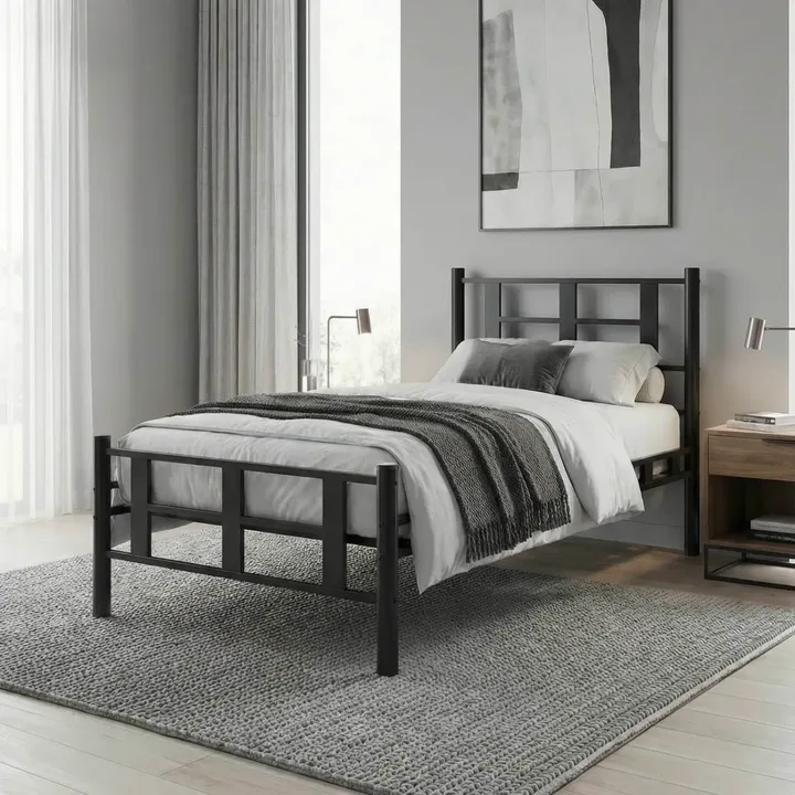 Karma Single Metal Bedstead 120x200 Black