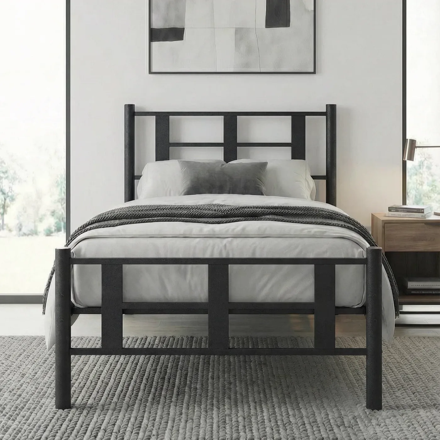 Karma Single Metal Bedstead 100x200 Black