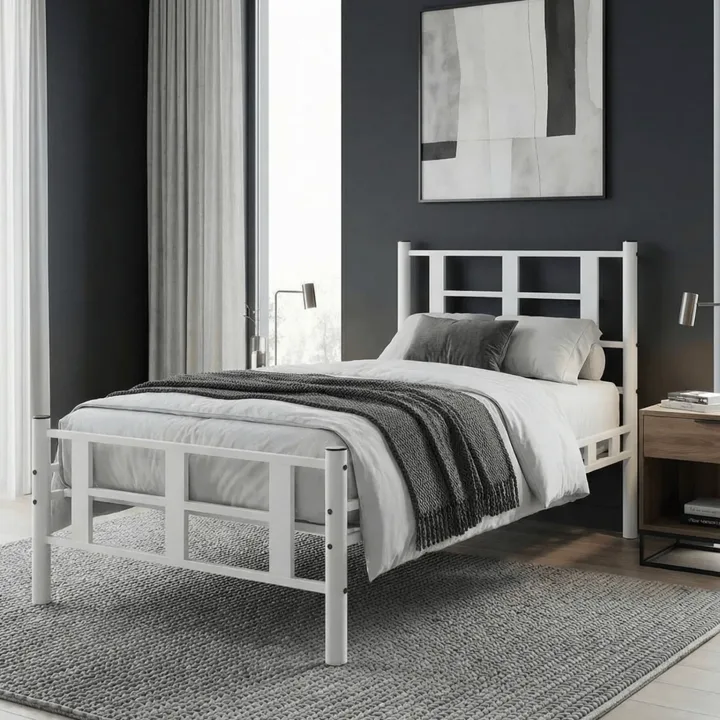 Karma Single Metal Bedstead 90x200 White